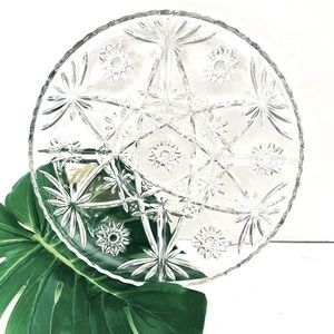 Vintage Anchor Hocking Mid-Century Star of David 13” round glass veggie tray